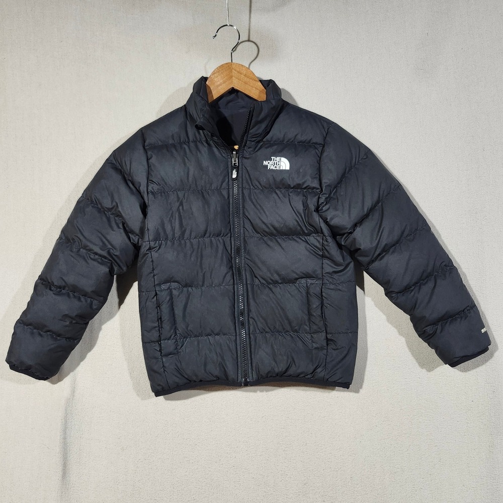The North Face Kids Black 550 Down Puffer Jacket Youth Small 7/8 Zip Reversible